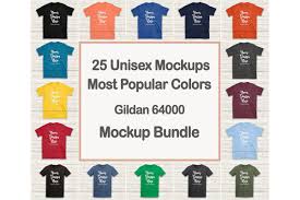 Tshirt Mockup Bundle 25 Colors Gildan 64000 Shirt Flat Lay