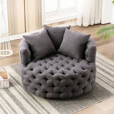 Oversized Grey Chair Wayfair Choose from contactless same day delivery, drive up and more. damis 42 5 w tufted linen swivel barrel chair