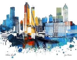 Atlanta Skyline Art Black And White Atlanta Georgia Skyline Usa Skyline Urban Silhouette Cityscape Art Print Poster Modern Art Atlanta Skyline Atlanta Skyline Silhouette Cityscape Painting
