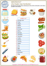 Breakfast is an important meal of the day, as far as i am concerned. Breakfast Esl Printable Picture Dictionary Worksheet For Kids Pdf Worksheets