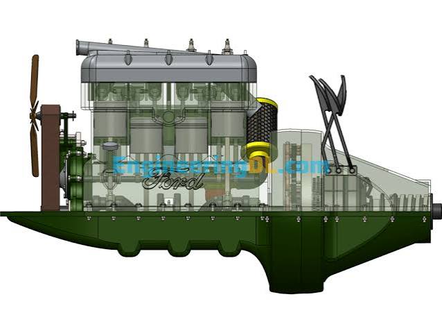 Ford Model T Engine+Transmission Transmission Mechanism SolidWorks - EngineeringDL | Free Mechanical 3D Models & 2D Drawings