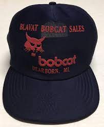 Vtg Blavat Bobcat Sales Trucker Hat Deerborn Michigan Cap Farm Ag Puff Print Mi Trucker Trucker Hat Tan Hat News Boy Hat