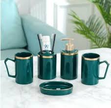 Get bathroom accessories from target to save money and time. 5pcs Bathroom Accessories Set Soap Dish Dispenser Toothbrush Holder Gold Green Ebay