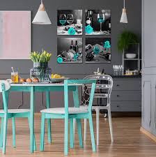 Browse 161 photos of dining room wall art. Buy Aburaeart Kitchen Wall Art Wine Wall Decor For Bedroom Women Black And White Wall Pictures Modern Art Decorations For Living Room Teal Rose Artwork Gray Cask Canvas 14x14 Inches