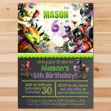 Plants Vs Zombies Garden Warfare Birthday Invite Green Etsy Plants Vs Zombies Birthday Party Birthday Thank You Cards Zombie Birthday Parties