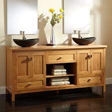 Floor mount vanity in bamboo. Signature Hardware 433571 Bamboo Alcott 72 Double Vanity Set With Bamboo Cabinet And Bamboo Vanity Top Faucetdirect Com