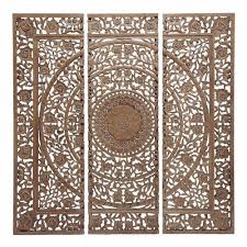 Triptyque Sculpte En Bois Brun H 153 Cm Maisons Du Monde Decorations Murales Maison Decoration Murale Triptyque