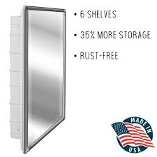 Contractors sometimes hang smaller medicine cabinets lower so that the mirror better shows the user's face. Recessed Medicine Cabinets Bathroom Storage The Home Depot