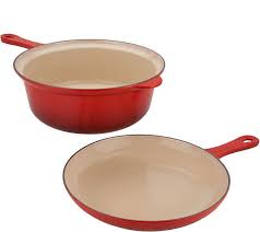 Le Creuset 3 75 Qt Round Cast Iron Multifunction 2 In 1 Pan Qvc Com Cast Iron Creuset Le Creuset