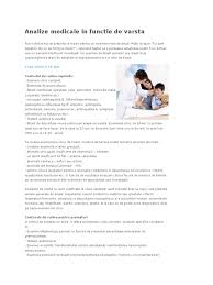 In cadrul clinicii promed family veți găsi o gamă largă de servicii de laborator care utilizeaza cele mai inovative metode si tehnologii. Ex Bilant Analize Medicale In Functie De Varsta