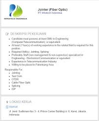 Atalian global services jakarta jobs. Project Dan Lowongan Kerja Fiber Optic Post Facebook