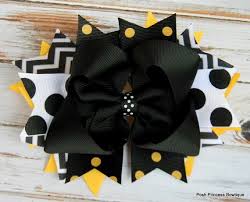 Black And Yellow Hair Bow Girls Hair Bow Black White Yellow Gold By Poshprincessbows1 12 99 Boutique Hair Bows Cheer Hair Bows Baby Hair Bows Headbands