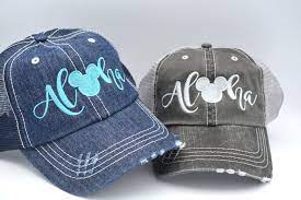 Aloha Minnie Mouse Head Hat Disney Aulani Distressed Trucker Etsy Disney Trips Disney Hats Disney Aulani