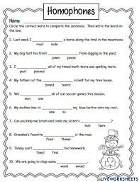 homophones worksheet for 3