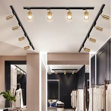Nordic Light Luxury Copper Track Spotlights Led Ceiling Lamp Living Room Background Walls Aisle Bar Gu10 85 265v Gold Lamps Track Lighting Aliexpress