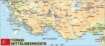 Auf dem gipfel erhebt sich eine kolossale kombination aus grabstätte und heiligtum, die der könig antiochos i. Karte Von Turkei Mittelmeerkuste Region In Turkei Welt Atlas De