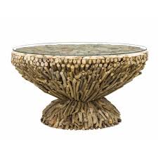 It can also be used as a side table. Driftwood Round Coffee Table With Glass Top Tr Hayes Furniture Bath