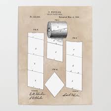 Shop toilet paper roll patent print poster created by tdashfieldimages. Patent Art Wheeler Toilet Paper Roll 1890 Poster By Greatartgallery Society6