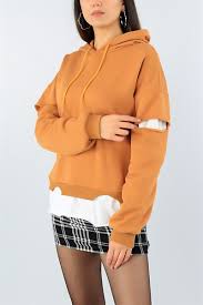 44 95 Tl Vizon Kesik Kol Garnili Bayan Sweat 44624 Modamizbir 2020 Moda Giyim Pamuk