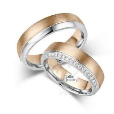 Matching Wedding Bands His Hers Wedding Rings Set 14k Gold Two Tone Wedding Rings Couple Wedding Bands Womens Wedding Bands Diamond Rings Joias Aliancas