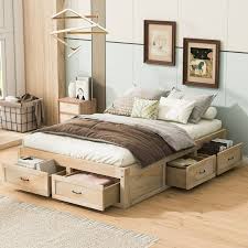 Full Size Platform Bed With 6 Drawers