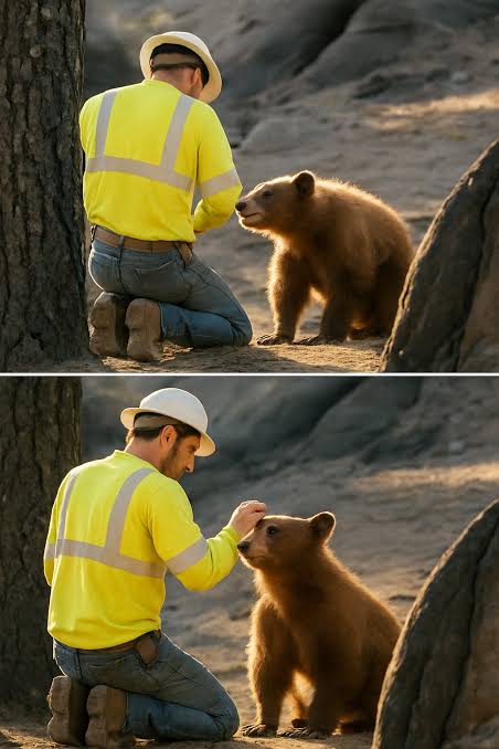 A logger who spent nearly twenty years cutting trees in the same woods has  once again reminded the world what courage looks like after he was seen  kneeling in the mud to