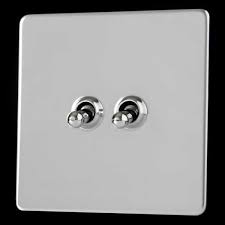Flat polished chrome toggle switch 1 gang from socket store. Varilight 2 Gang 10a 1 Or 2 Way Dolly Toggle Light Switch Screwless Mirror Chrome Xdct2s