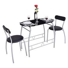 Global House Products Ghp 2pcs Steel Chairs With Tempered Glass Top Oval Dining Table Bistro Furniture Set Oval Table Dining Bistro Furniture Cheap Dining Sets