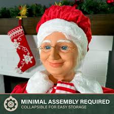 Free Shipping! Fraser Hill Farm 58-in. Dancing Mrs. Claus, Teddy Bear,  Motion-Activated Indoor Christmas Animatronic