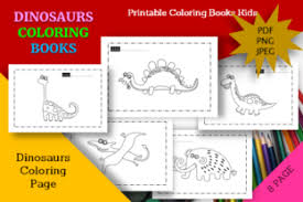 By best coloring pages july 30th 2013. 8 Cute Dinosaurs Coloring Book Printable Grafik Von Icutletterstudio Creative Fabrica