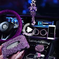 Purple Crystal Car Ornaments Decoration Rhinestone Steering Wheel Cover For Girls Car Ashtray In 2020 Girly Car Accessories Cute Car Accessories Cool Car Accessories