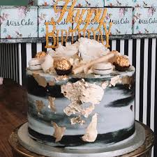 It was so rich and sinful. Black White Gold Buttercream Cake With Gold Foiling Miss Cake