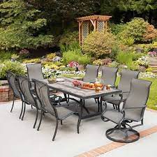 Campbell 9 Piece Sling Dining Set Patio Dining Set Outdoor Dining Room Patio