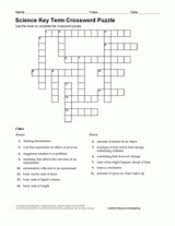 Science Key Term Crossword Puzzle Teachervision