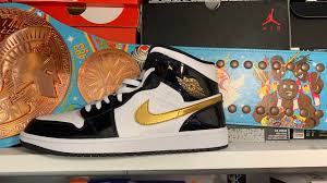 Check spelling or type a new query. Air Jordan 1 Mid Black And Gold Review On Feet Youtube
