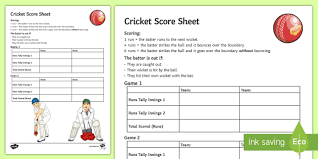 All the cricket fixtures, latest results & live scores for all leagues and competitions on bbc sport. Cricket Score Sheet Activity Teacher Made