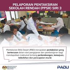 Pentaksiran bilik darjah (pbd) merupakan pentaksiran yang berterusan dalam sesi pengajaran dan pembelajaran bagi mendapatkan maklumat tentang templat pelaporan pbd yang baharu untuk tahun 4 akan digunakan pada tahun 2020, tahun 5 pada tahun 2021 dan tahun 6 pada tahun 2022. Pelaporan Pentaksiran Sekolah Rendah Ppsr