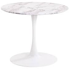 Table A Manger Ronde Effet Marbre Blanc Et Pied Metal Joanitha Lestendances Fr Table A Manger Ronde Coin Salle A Manger Table Salle A Manger