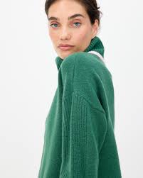 Dark Green Roll Neck Knitted Jumper