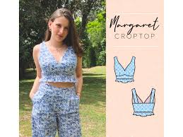12,70 € le crop top heart neck est un crop top qui va bien avec les vacances. Crop Top Margaret Patron Digital Pdf Clara Pattern Studio
