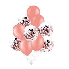 Joyful young blonde celebrating woman. 18th Birthday Balloon Set Rose Gold Confetti Bouquet 10 Pcs Latex Balloons Printed Latex Balloons Occasion Birthday 18th Birthday Latex Balloons Sets Hurtownia Balonow