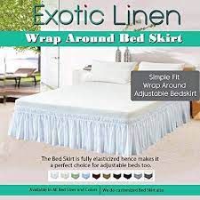 When shopping for a bed skirt or dust ruffle, be sure to get the right size for your bed, whether it's a twin, full, queen or king. Amazon Com Wrap Around Bed Skirt 21 Inch Drop Length Style Easy Fit Elastic Bed Ruffles Bed Skirt Wrinkle Free Bed Skirt White Queen In All Bed Sizes And Colors Home Kitchen