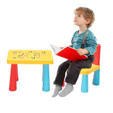 Best toddler table and chairs reviews. Ssline 2 Piece Kids Plastic Table And Chair Set Colorful Toddler Activity Table Chair With Printed Letters Children Cute Table Set For Playing Gaming Room Buy Online In Angola At Angola Desertcart Com Productid