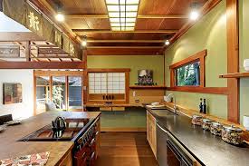 Asian design inspired kitchen with bookshelf at the end of the bar for cookbooks. Kitchen Design Ideas Ultimate Planning Guide Designing Idea