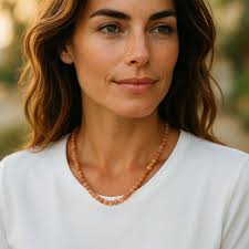 Collier pierre de soleil perles facettées Inde AA 45-50cm