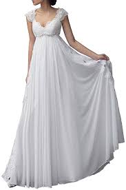 Check spelling or type a new query. Nuojia Empire Taille Mutterschaft Hochzeitskleider Chiffon Spitze Brautkleid Zum Schwanger Frau Mit Kappenhulsen Amazon De Fashion