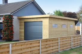 Moderne Houten Garage Garage Moderne En Bois Platte Dak Dak Garage