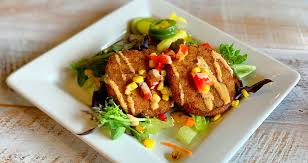 The Local Table Cypress Sweet Roasted Corn Pasta With Alfredo Sauce Blue Crab Cakes