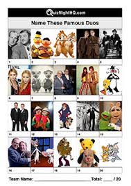 Real people, as well as the fictional ones, are the subject of this quiz. Famous Duos 001 Quiznighthq