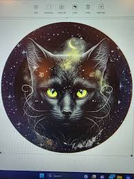 Black Cat w/Green Eyes Wreath Sign